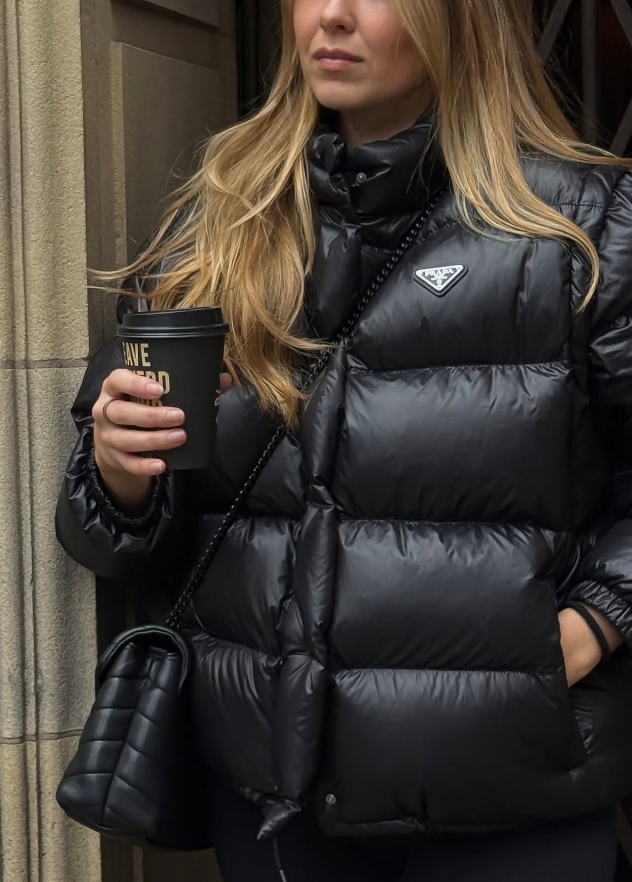 Prada  black re-nylon puffa coat - Small