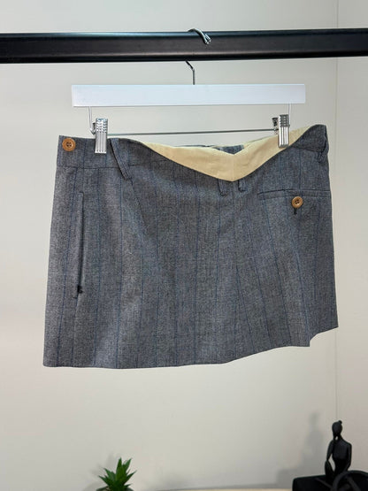 Prada Blue Pinstriped Mini Skirt -wool - IT 38/S-M