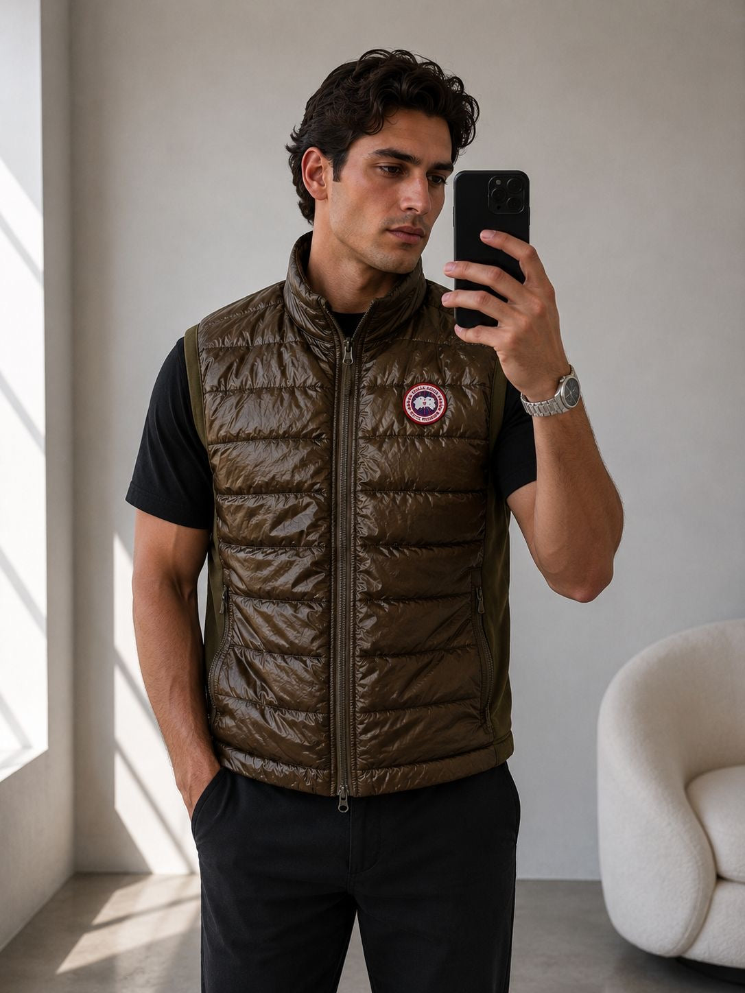 Canada Goose Khaki Padded HyBridge Lite Vest Gillet - XL
