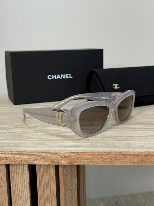Chanel Grey Clear CC Logo Sunglasses - One Size