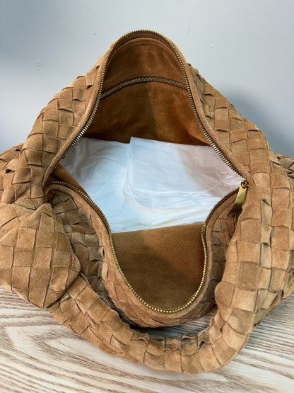 Bottega Veneta Brown Amber Gold Large Jodie Suede Hobo Bag - New No Tags