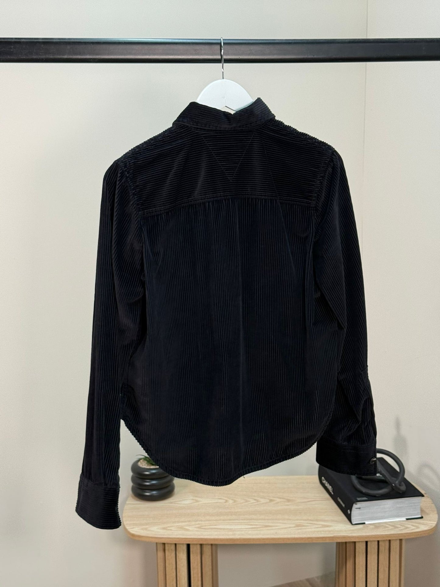 Bottega Veneta Black Ribbed Leather Trimmed Cotton Corduroy Overshirt Jacket - 40/M