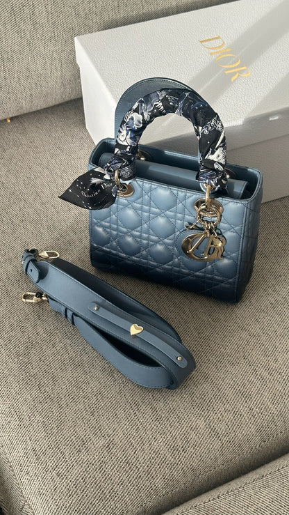 Christian Dior Small Dior My ABC Lady Dior Ombré Blu - In Box Inc Silk Twill And Long Strap