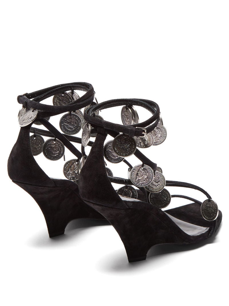 YSL Black Kim Coin Wedges – EU 38.5 / UK 5.5