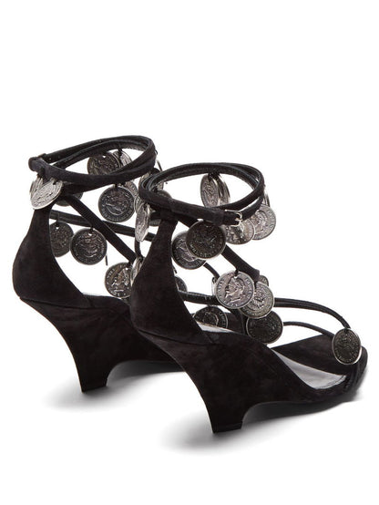 YSL Black Kim Coin Wedges – EU 38.5 / UK 5.5