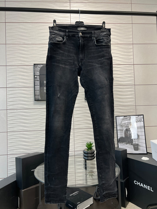 Amiri Off Black Distressed Skinny - Stretch Jeans - 33