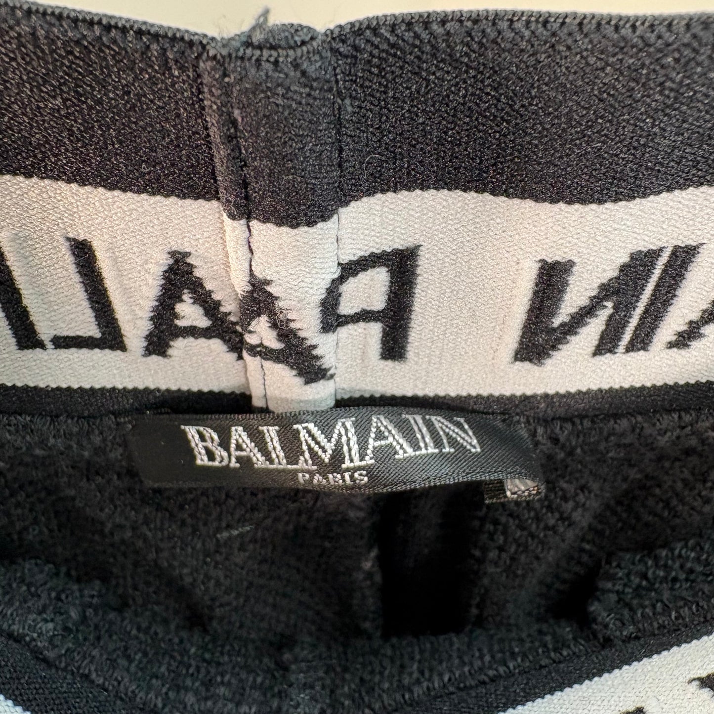 Kids Balmain White Logo Waist Black Silver Cuff Tracksuit Bottom’s – Age 12