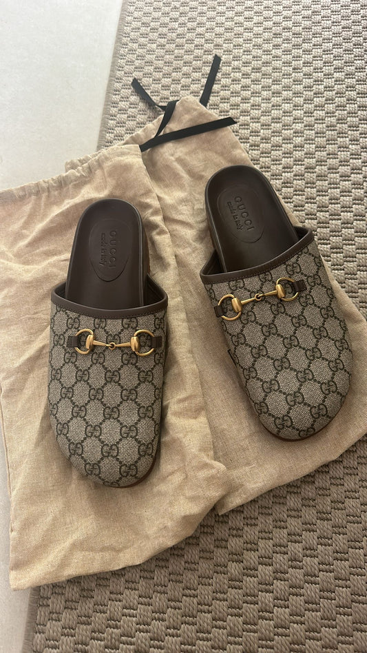 Gucci Beige GG horsebite slider mule - Brand New UK 8
