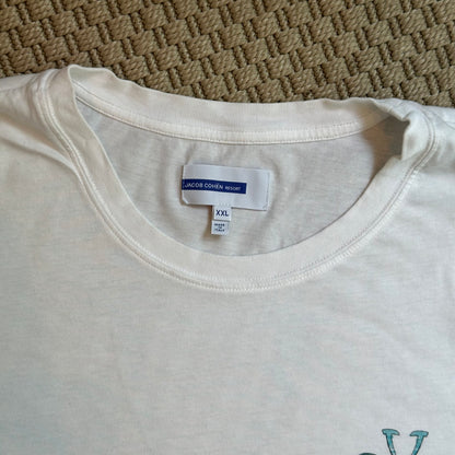Jacob Cohën Men's white and blue logo T-shirt - XXL