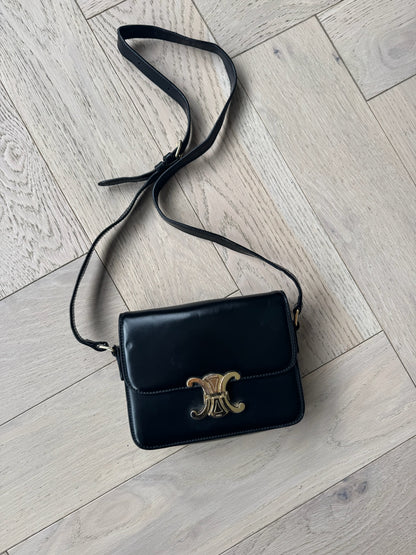 Celine Black Teen Triomphe Bag Black Calfskin Bag