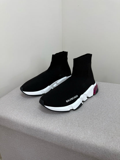 Balenciaga Black White Pink Speed Trainers- UK 5