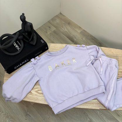 Kids Ted Baker Purple Silver Logo Bow Shoulder Tracksuit – Age 3-4