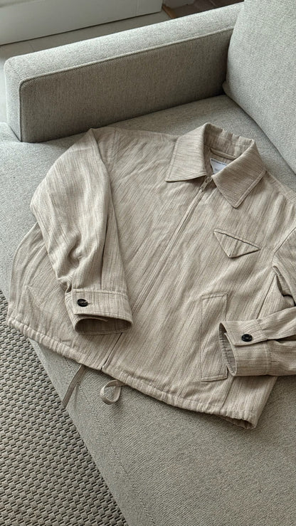 Bottega Veneta Mens Woven Kimono Blouson Natural Jacket - Size 46/Small