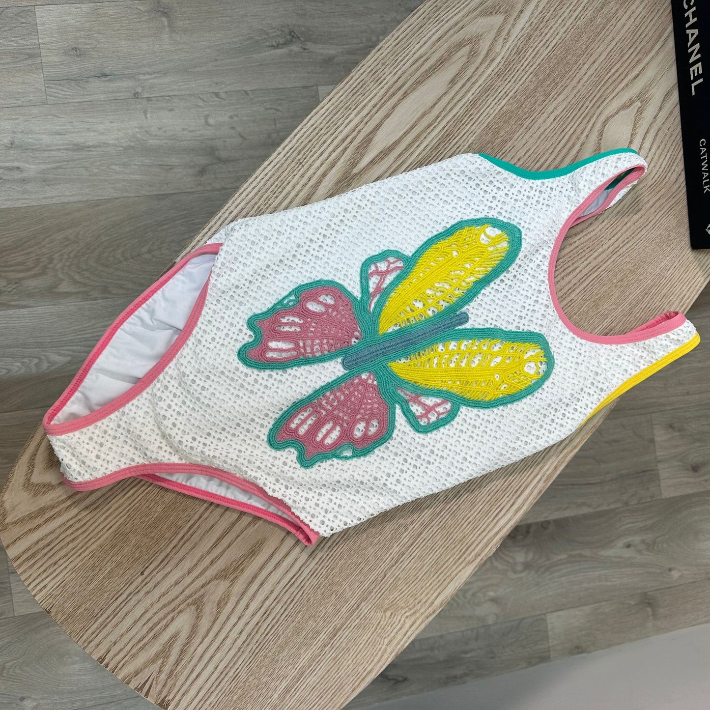 Kids Stella McCartney White Pink Green Butterfly Swimsuit – New In Tags Age 14