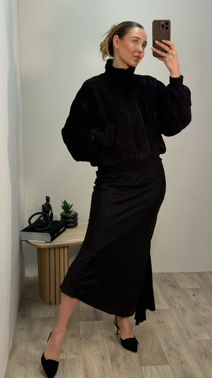 Rick Owens Black Long Silk Skirt - UK 8