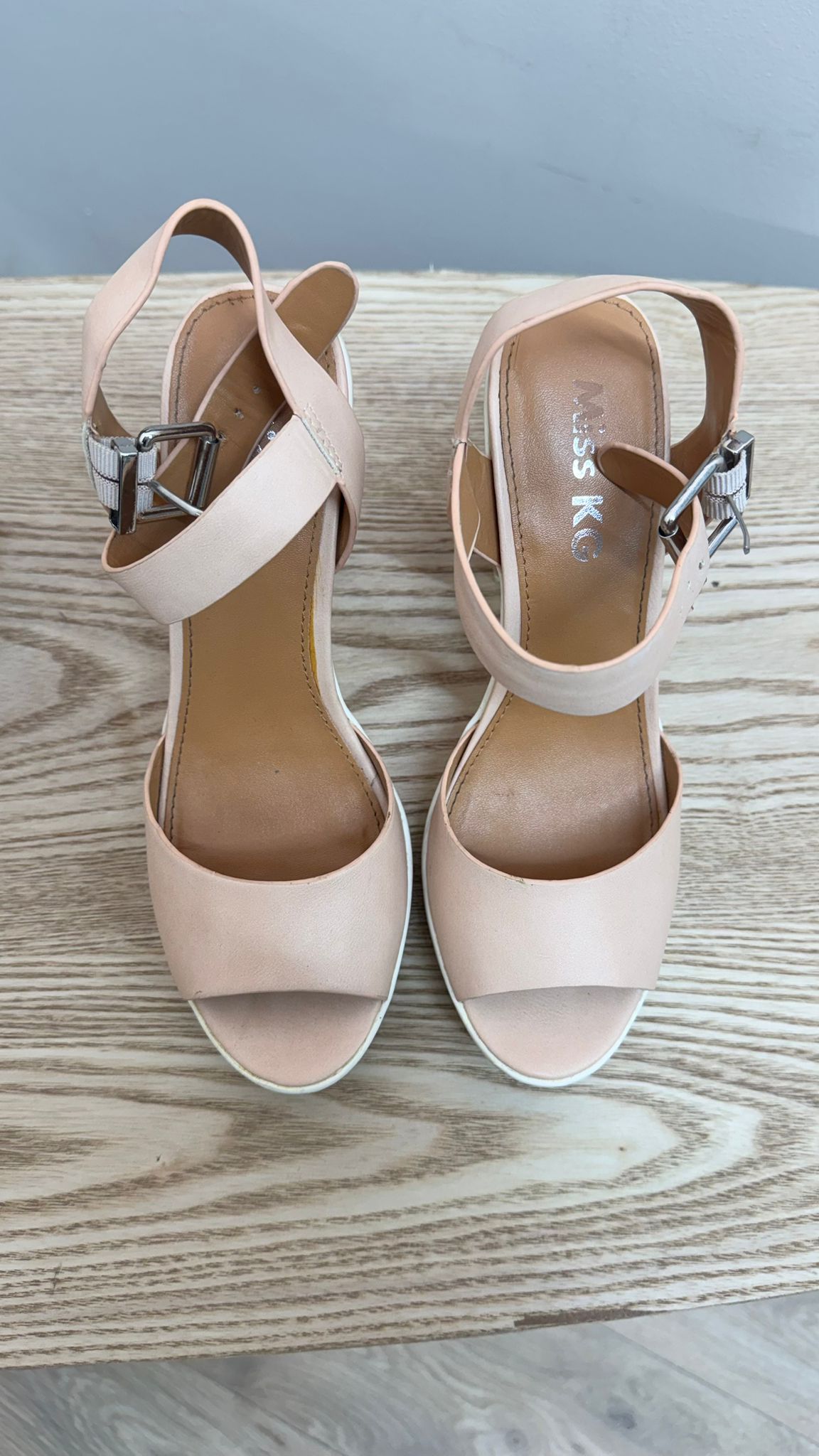 Kurt Geiger Panther Nude White Block Heels – EU 38 / UK 5