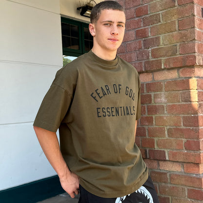Essentials Fear of God Jersey Crewneck T-Shirt - Olive Green – Small