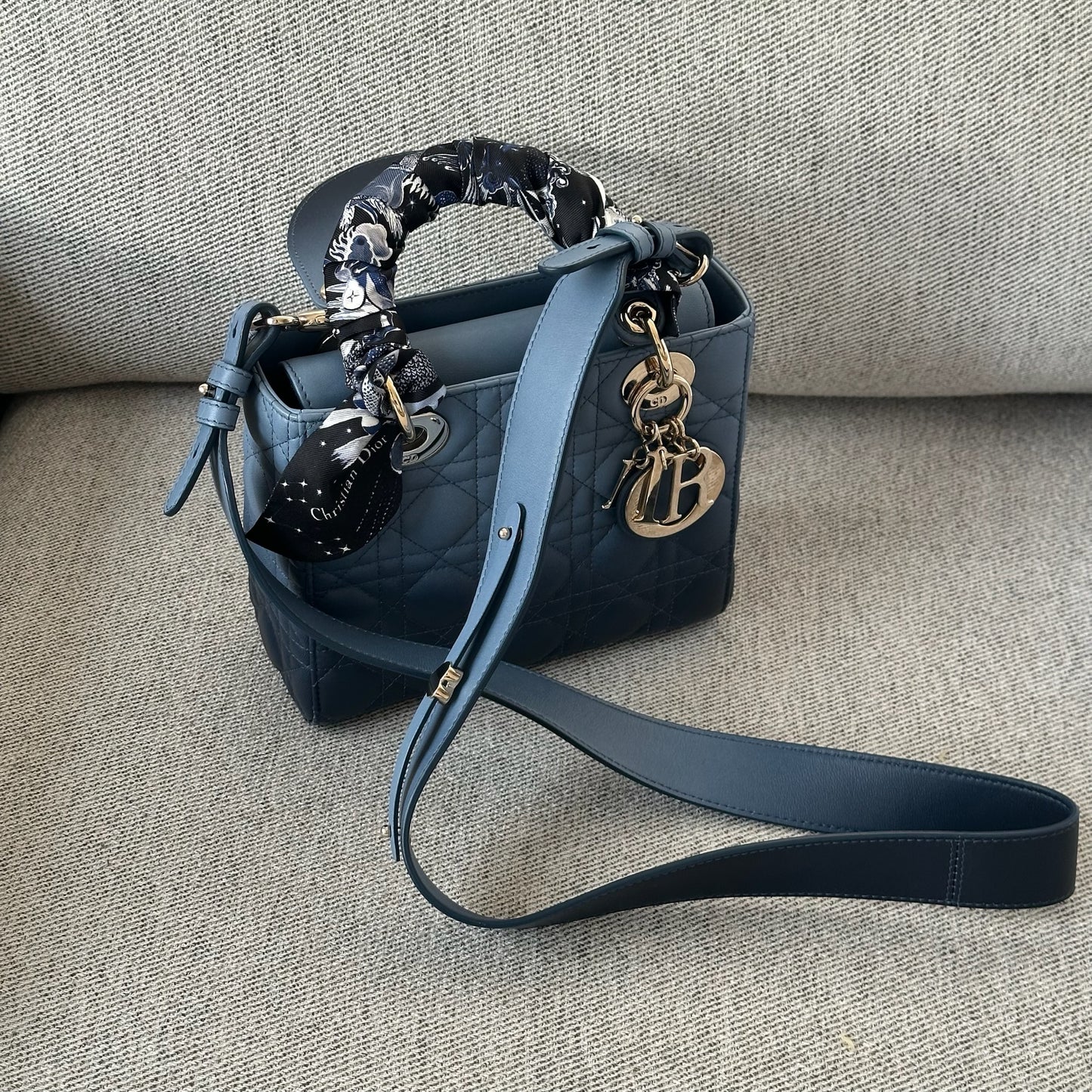 Christian Dior Small Dior My ABC Lady Dior Ombré Blu - In Box Inc Silk Twill And Long Strap