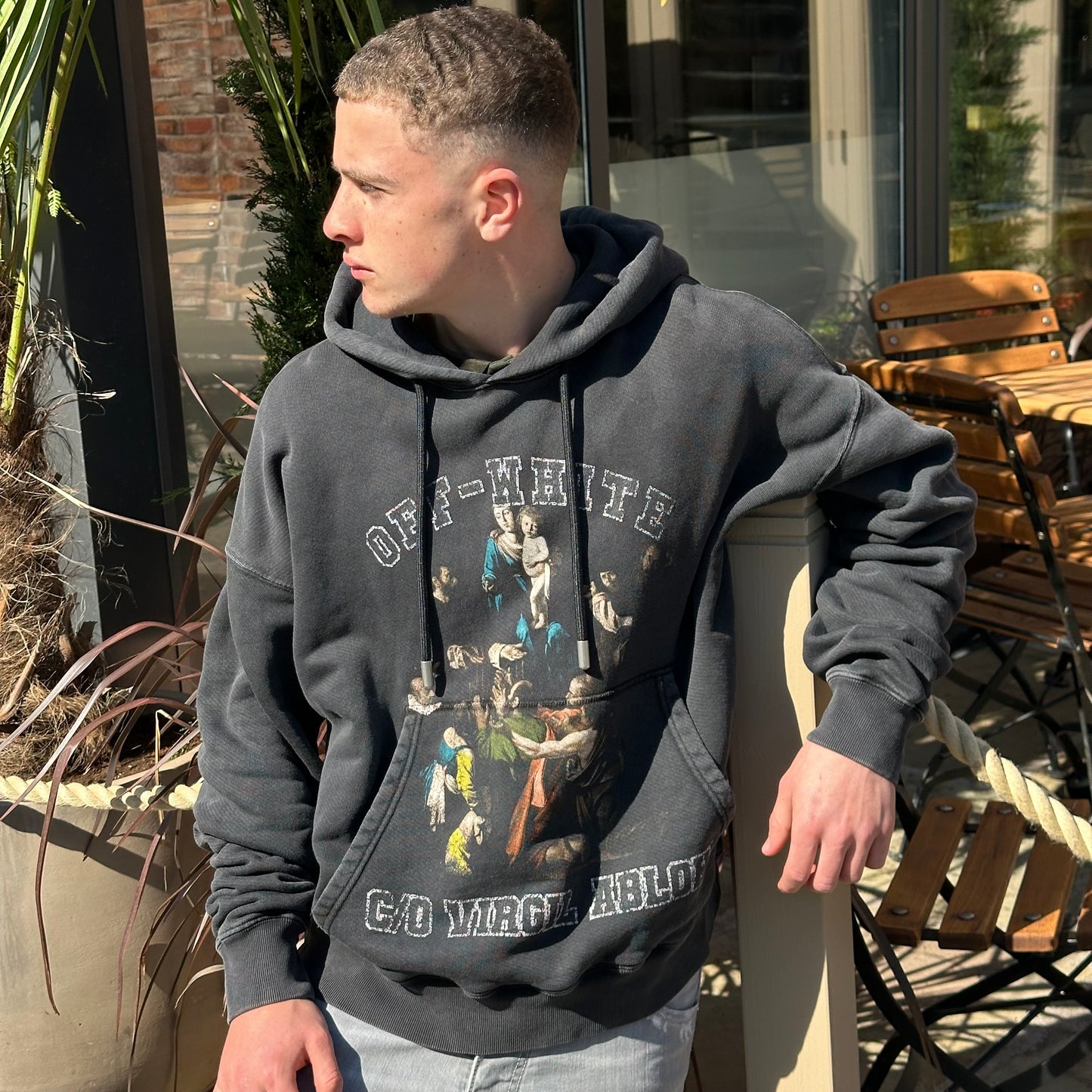 Off-White Mary Skate Black Washed Hoodie – Large