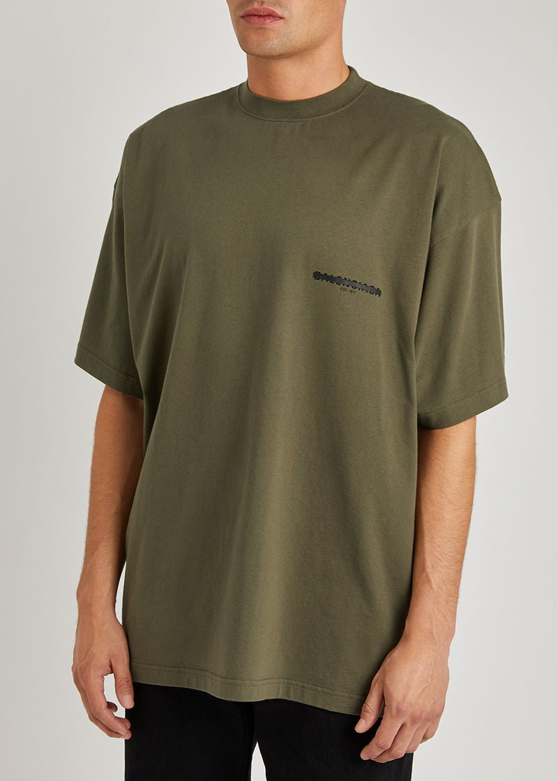 Balenciaga Khaki Oversized Strikethrough Cotton T-Shirt – Unifit 3