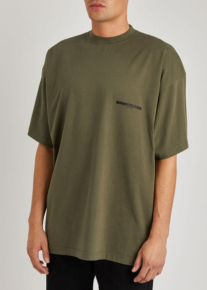Balenciaga Khaki Oversized Strikethrough Cotton T-Shirt – Unifit 3