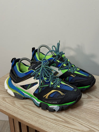 Balenciaga Black Green Blue Track Trainers - 42/uk8