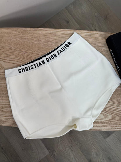 Dior Black And White Bralette High-Waisted Shorts Set - Large Top / Medium Pants