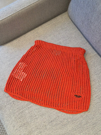 Prada Coral And White Crochet Skirt - 40/M