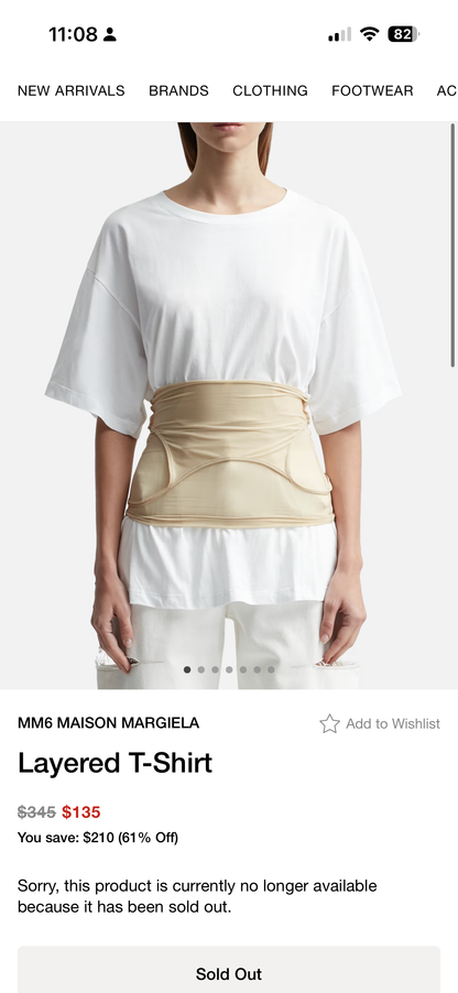 Maison Margiela Beige Camisole Top Layered Over A White T-shirt - New In Tags Small