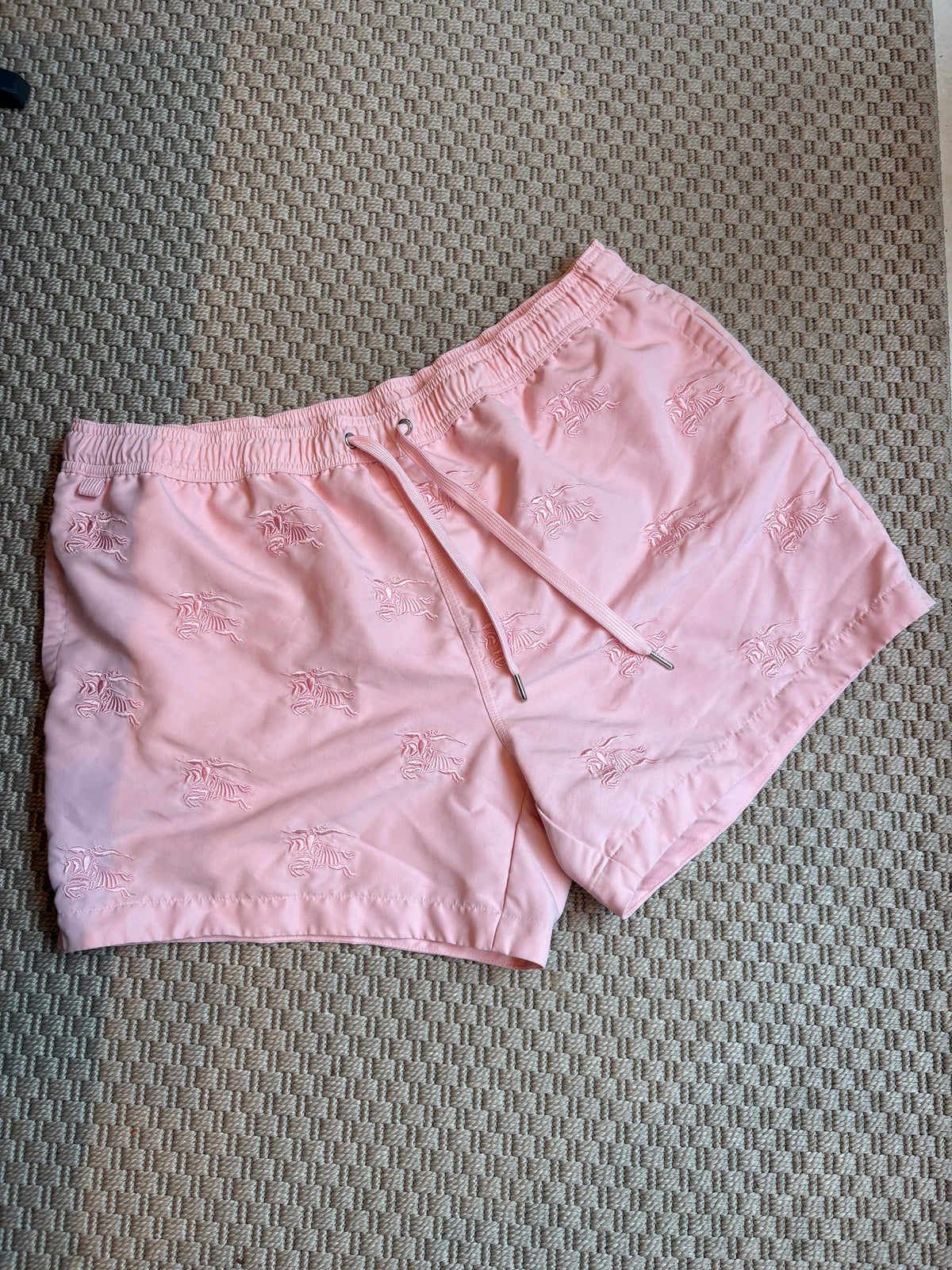 Burberry Pink Embroidered Equestrian Knight Swim Shorts – XL