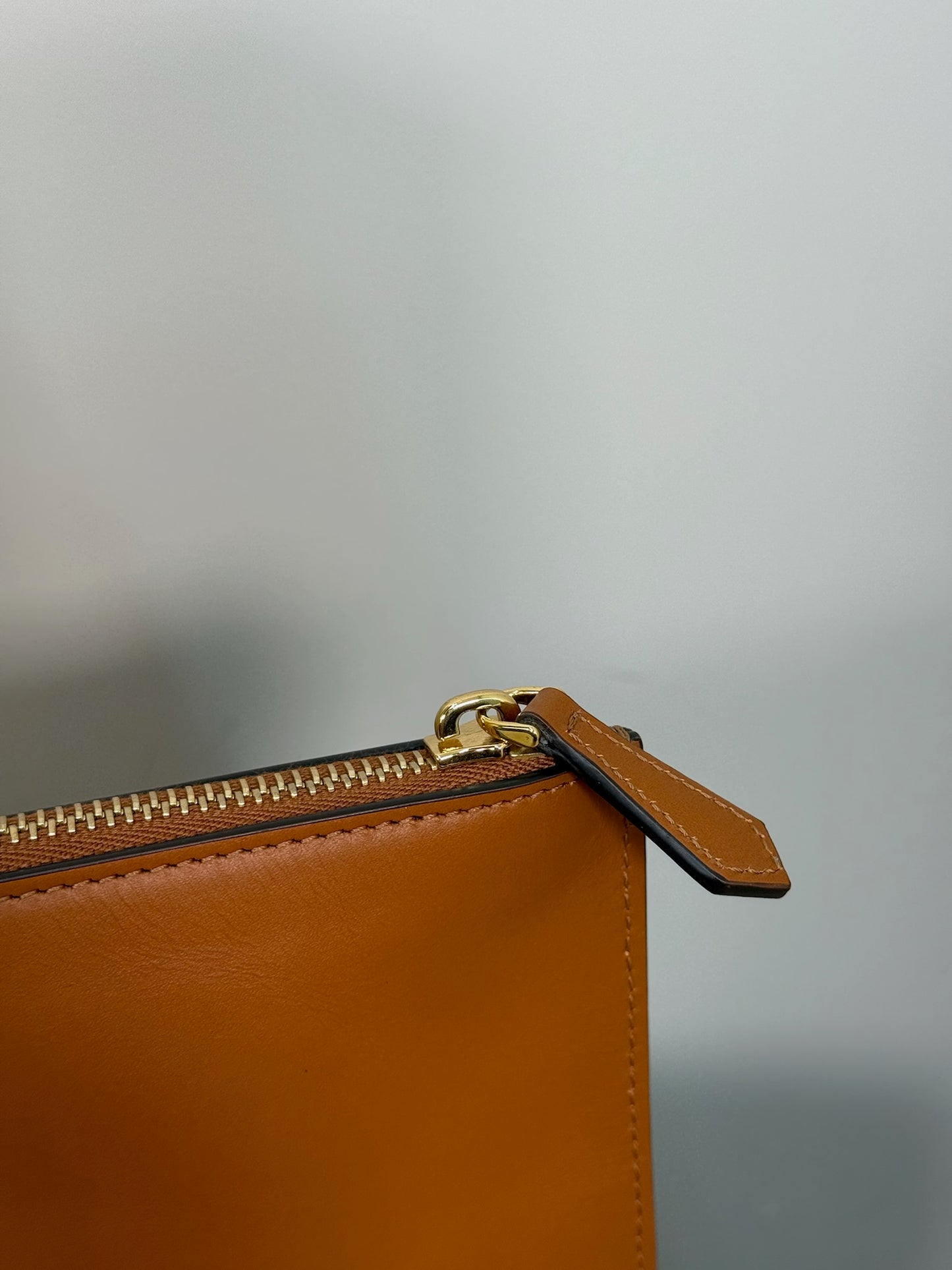 Fendi Brown Logo Flat Clutch Bag