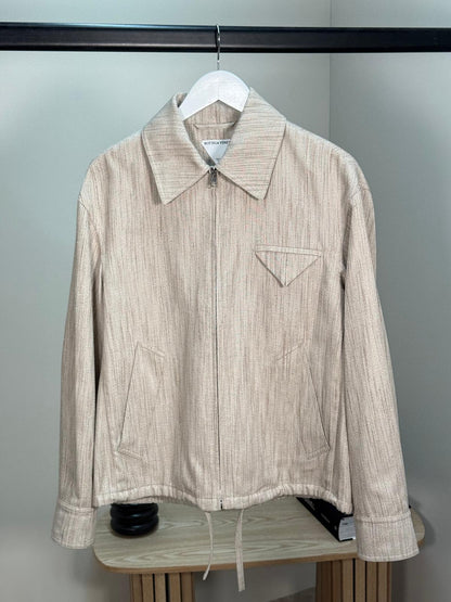 Bottega Veneta Mens Woven Kimono Blouson Natural Jacket - Size 46/Small