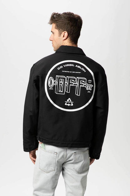 Off-White Black Denim University Key OFF- Logo Jacket - MEDIUM