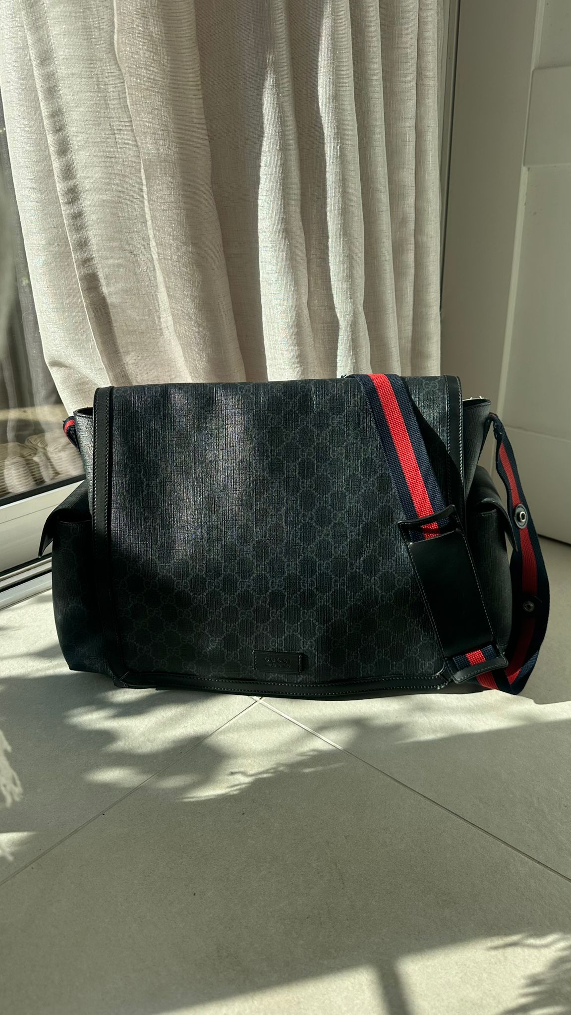 Gucci Navy Red GG Supreme Baby Changing Bag