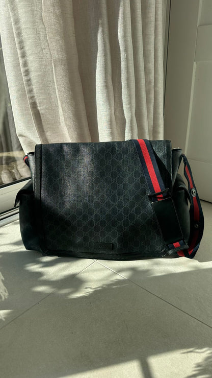 Gucci Navy Red GG Supreme Baby Changing Bag