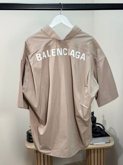 Balenciaga Beige White Logo On Back Shirt - Size 34/S
