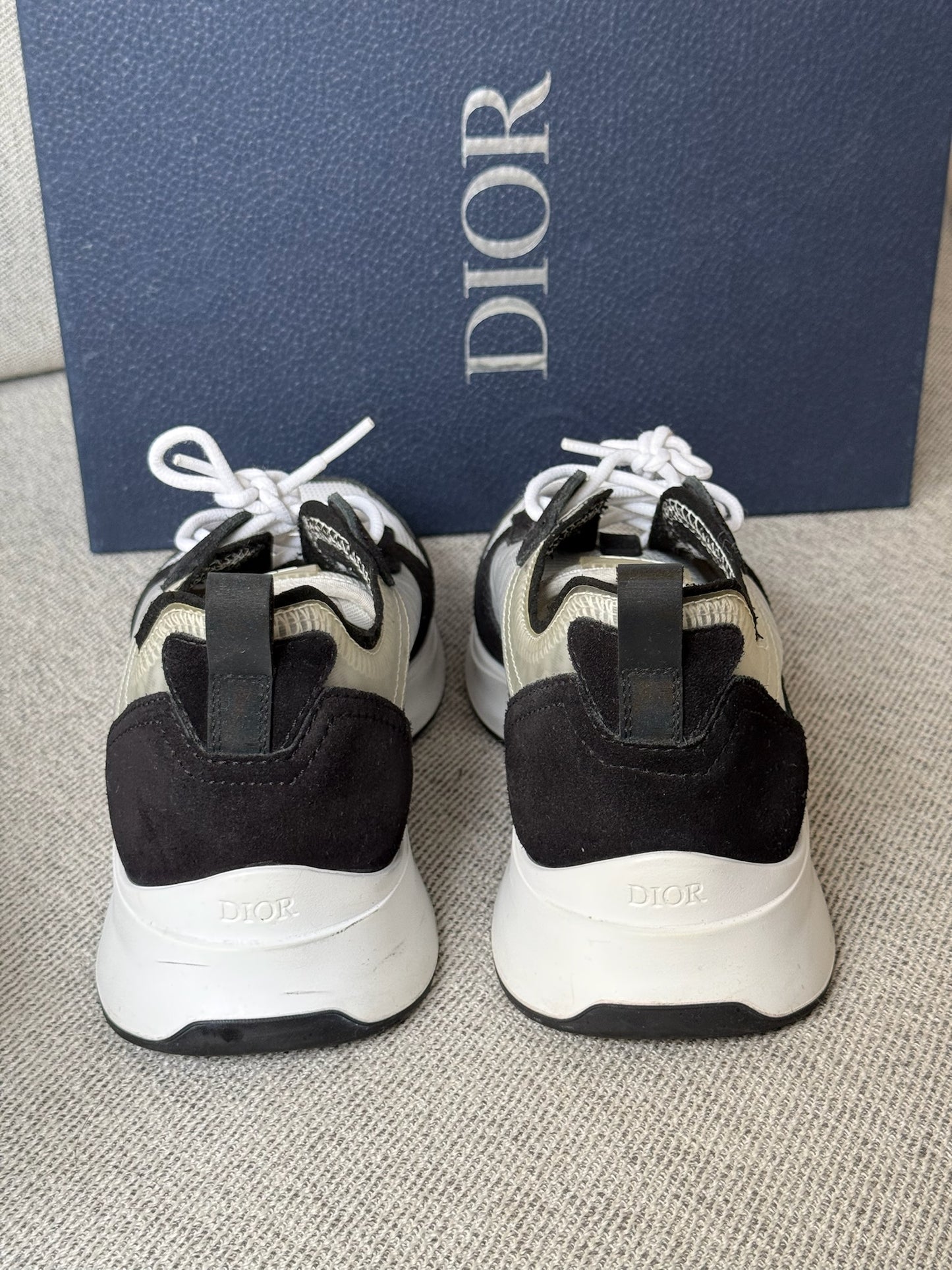 Dior B25 Oblique Black Suede White Trainers - 42/UK8