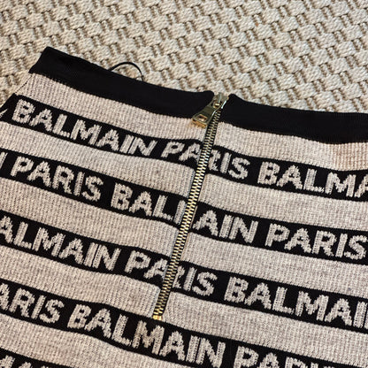 Balmain Beige & Black Multi Print Bandu Skirt - Small
