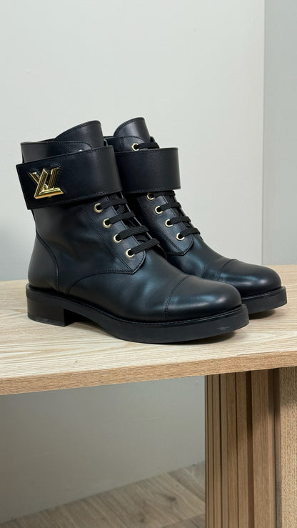 Louis Vuitton Black Wonderland Flat Ranger Boot-UK5