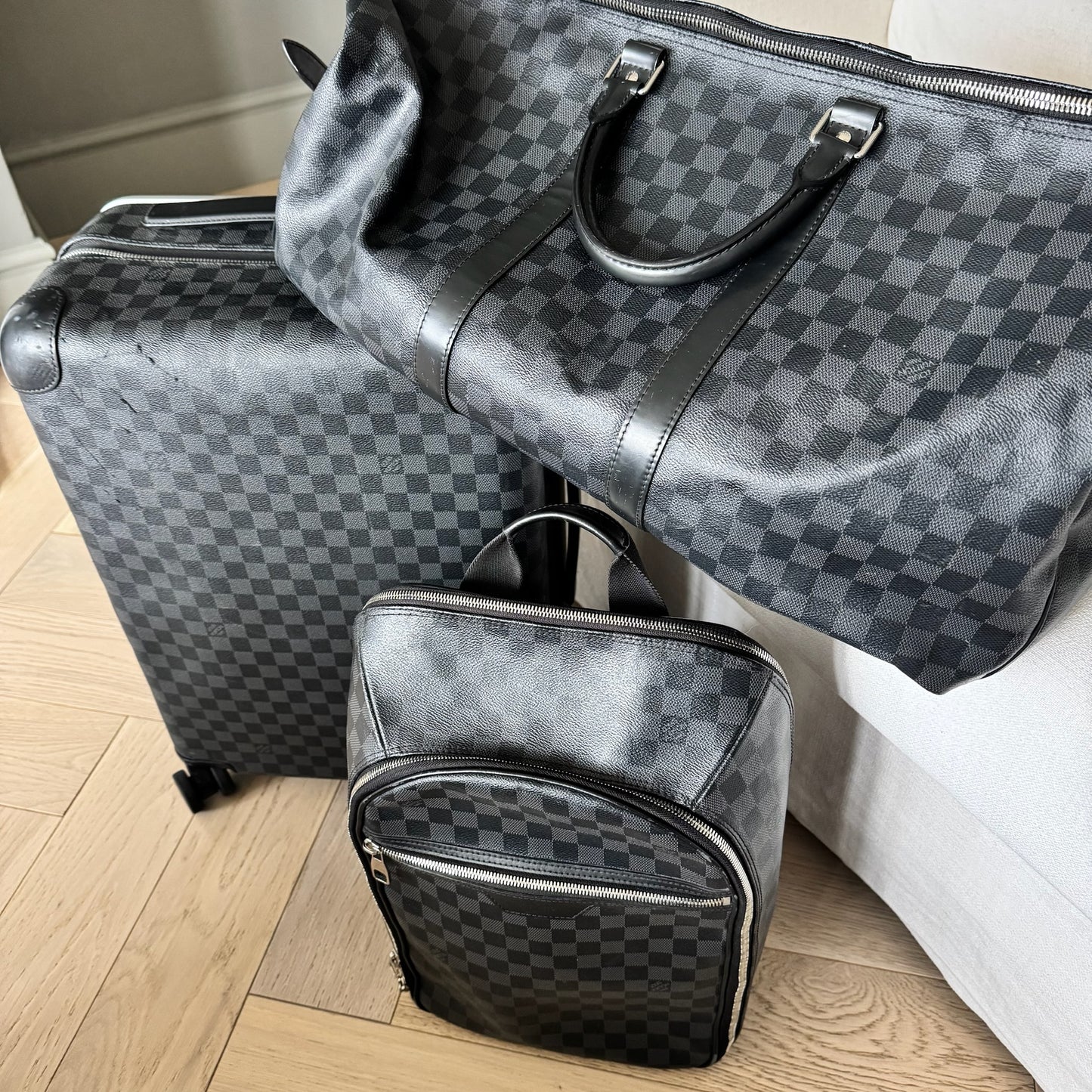 Louis Vuitton Black Damier Graphite Canvas Keepall Travel Bag – 55