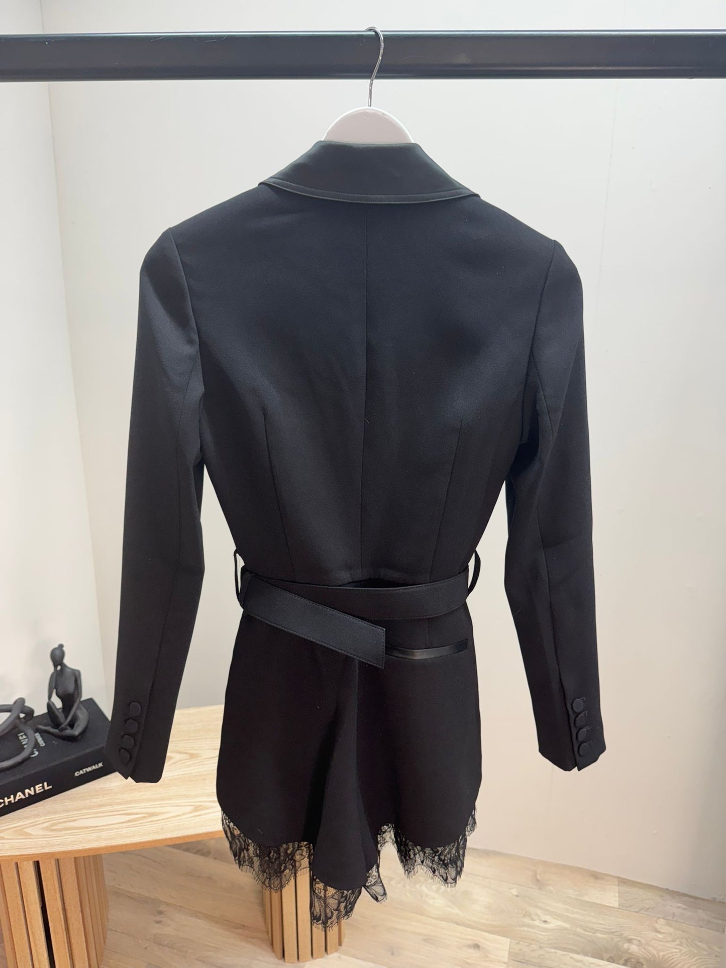 Self-Portrait Black Lace Trim Playsuit Romper-XS