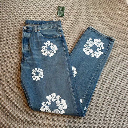 Denim Tears x Levi's Denim Wreath Print Straight Leg Jeans – New In Tags W38