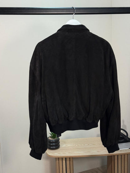Balenciaga Black Suede Bomber Jacket - Small