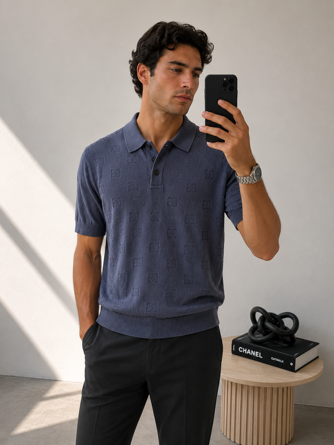 Dolce & Gabbana Navy DG Multi Logo Polo Top – M