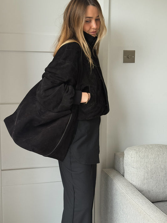 Toteme Large Tote Bag in Suede Espresso