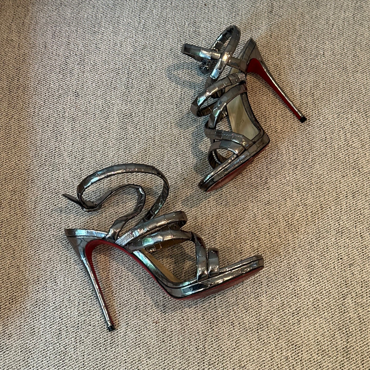 Christian Louboutin Silver Clessimo Alta 120 Heel - UK 5