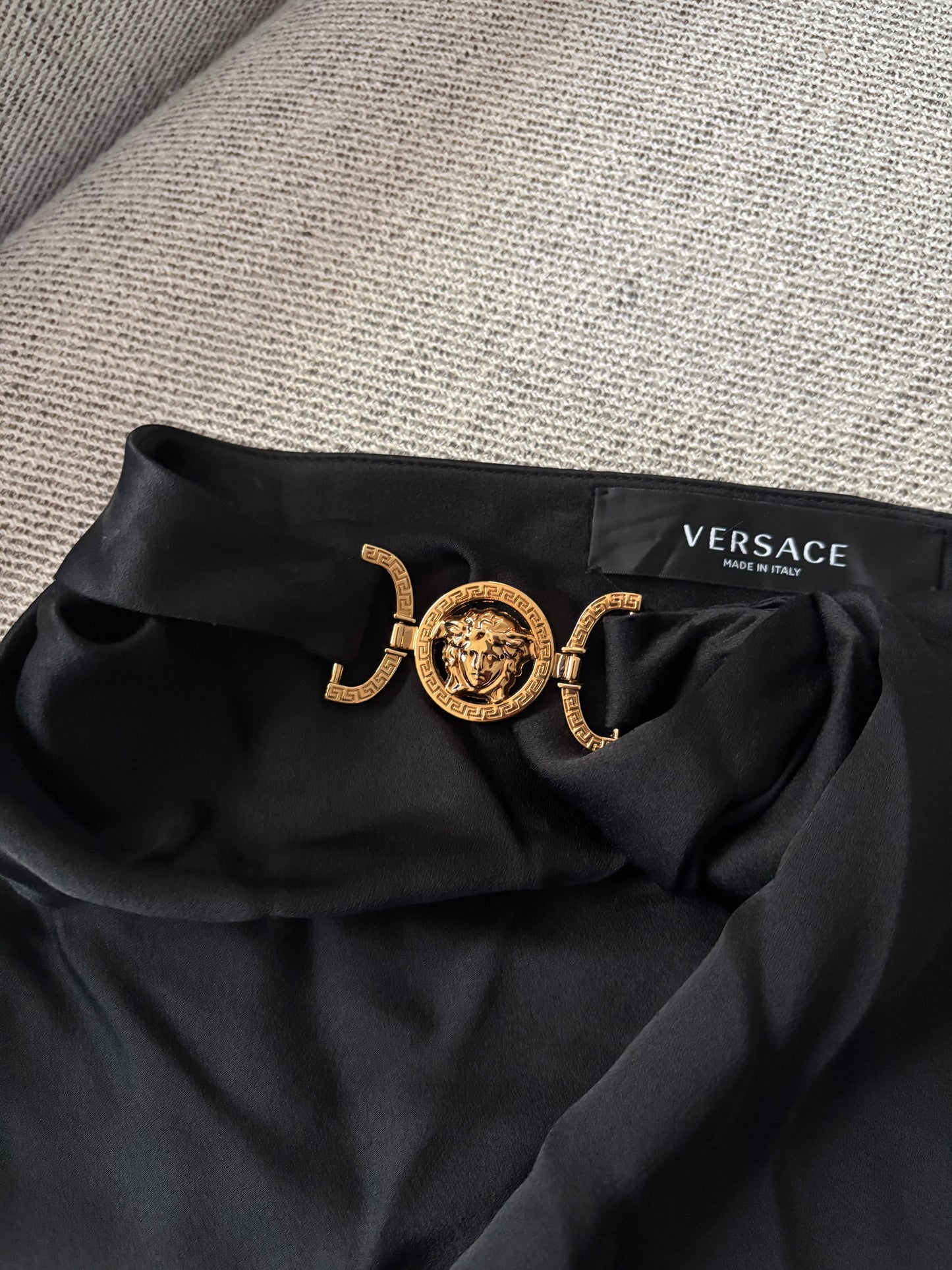 Versace Black and Gold Medusa Mini Skirt – UK8