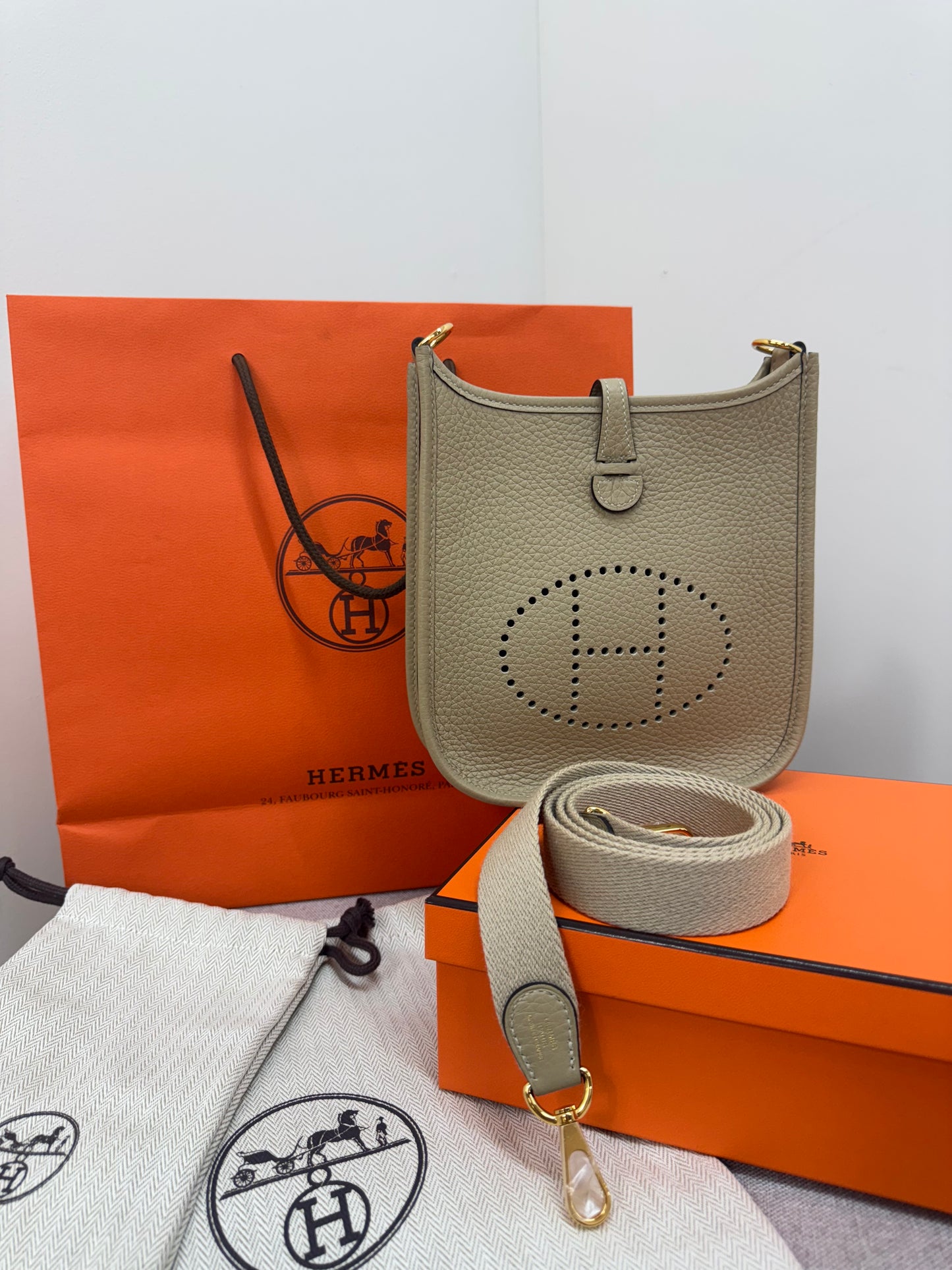 Hermès Mini Evelyne 16 Trench Gold Hardware, Brand New