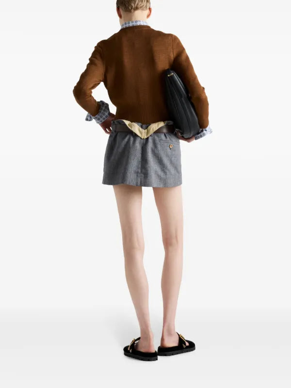 Prada Blue Pinstriped Mini Skirt -wool - IT 38/S-M