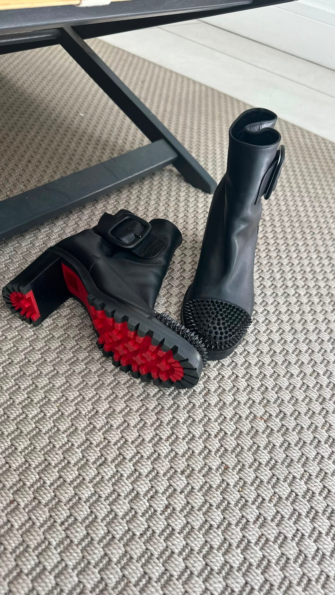Christian Louboutin Black Spike Rubber Ankle Boots – EU 36 / UK 3